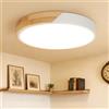 Kimjo Legno Plafoniera LED Soffitto, Bianco Lampada da Soffitto Luce Calda