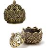 LEZED Brucia Incenso Loto Cono 2 Pezzi, Tibetano Bruciatore Vintage Mini Porta in Ottone per Sala Yoga, Meditazione e Soggiorno da Tè Decorazione