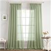 EMEMA Tenda a vetro, tenda in voile di poliestere con nastro arricciato, trasparente, ariosa, decorativa, per camera da letto e soggiorno, set da 2 tende, 140 x 260 cm (larghezza x altezza), verde