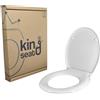 King Seat Sedile Copriwater Universale, Forma Ovale - Urea Termoindurente, Antibatterico, Facile da Montare, Sgancio Rapido, Chiusura Rallentata, Bianco