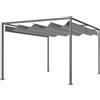 Outsunny Pergola Gazebo da Esterno 4x3 m con Tettuccio Retrattile in Metallo e Poliestere, Grigio Scuro | Aosom Italy