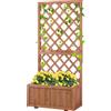 Outsunny Fioriera da Giardino con Spalliera a Griglia per Piante Rampicanti in Legno di Abete, 72.5x31.5x149.5cm, Arancio | Aosom Italy