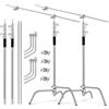 Soonpho 2-Pack C Stand Set 100% Acciaio Inossidabile Heavy Duty Supporto a C Argento Fotografia Light Stand 330cm Regolabile Supporto Luce per Godox AD200 Pro SK400II Aputure 120D