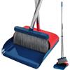 TreeLen Stand Up Dustpan and Broom Set 50" Long Handle Broom with Dust Pan, 20° Angled for Ergonomic Home Office Indoor Sweeping