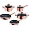Lagostina Rosé, Set di Pentole e Padelle Antiaderenti, Oro Rosa, 8 Pezzi | Rivestimento Titanium, Indicatore di Calore Thermo-Signal, Manico Rivettato, Compatibile con Induzione