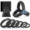 Meslav Set di 7 Anelli Pene da Uomo in Silicone - Cock Ring Regolabile, Estensibile e Resistente per Maggiore Resistenza - Sexy Toys per Coppia con Sacchetto Discreto da Viaggio