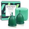 Shordy Coppa mestruale, set di 2 - Large with Mini Box, 100% Medical Grade tazza mestruale in silicone per l'igiene femminile, un'alternativa migliore e più sicura a bendaggi e tamponi