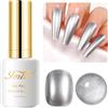Imtiti Metal Silver Gel Polish, flaconi da 15 ml, argento metallizzato Nail Art 3D Mirror Chrome Effect Gel Smalto Glossy Soak Off UV / LED Gel per nail art fai da te, 1 pz