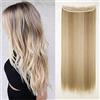 SEGO Extension Clip Capelli Lisci Lunghi 65m Fascia Unica Sintetica 120g Posticci Donna - Biondo Cenere e Biondo Chiarissimo