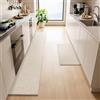 LEKEEPGO Tappeto Cucina Antiscivolo Lavabile 43.5x75cm+43.5x200cm, 2 Pezzi Passatoia Cucina, Tappeti Cucina, Assorbente Tappetino Cucina, Tappeto per Cucina, Corridoio, Lavanderia, Beige