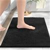 HITSLAM Tappeto Bagno Antiscivolo in Ciniglia 80x50cm - Tappetino Bagno Morbido e Assorbente, Lavabile in Lavatrice - Tappeto Doccia per Vasca o WC, Nero