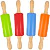 Dafencar Mattarello Bambini & Mattarello Silicone con Manico Legno - Mini Mattarello Piccolo 22cm per Biscotti/Pizza - Set 4 Colori (Rosso/Verde/Blu/Arancio) - Regalo Cucina Bambini