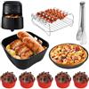 Goodpejine 9PCS Accessori Friggitrice ad Aria in Silicone per Moulinex 5 L/4,5L, Cecotec 4 L, Philips 2000-Serie 4,2L (NA229/00), Réutilisable Contenitori per Friggitrice ad Aria, 20CM Accessori Air Fryer