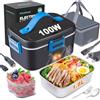 Kimfead Scaldavivande Elettrico Portatile 100W 1,8L Porta Pranzo Termico 12V/24V/230V Lunch Box Elettrico Acciaio Inox Rimovibile per Auto Camion e Ufficio