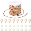 Sparkeads Catene rettangolari con strass da 9,8 m, colore arcobaleno, in ottone, con 10 chiusure a moschettone, 30 anelli aperti per collane, bracciali, orecchini, accessori per San Valentino