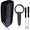 Yolistar Custodia Chiave Auto in Fibra di Carbonio per VW Golf 8, ID3, ID4, e-Golf, per Seat Leon MK4, per Skoda Octavia, per Cupra Formentor - 3 Tasti con Portachiavi, Robusta ed Elegante