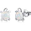 JFASHOP Orecchini a forma di tartaruga/opale da donna, in argento Sterling 925, a forma di tartaruga, orecchini a forma di animale per donne, ragazze e bambini, Extra, Argento, Opale