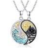REDSUN Yin Yang, collana in argento Sterling con sole e luna, ciondolo a forma di elefante per coppia, collana BFF, 2 pezzi, gioielli regalo per donna e uomo, 20 mm, Argento sterling