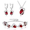 EVER FAITH Goccia Zirconia cubica Party Jewelry Set, Birthstone Love Cuore Pendant Necklace Earrings Tennis Bracciale Set Rosso Argento Fondo
