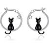 Fryneauy Animali Carini S925 Argento Sterling Orecchini A Cerchio Gioielli Per Donna IT1