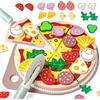 Masonbaby Set di pizza in legno per alimenti - cucina per bambini accessori per la cucina dei giochi in legno - accessori per la cucina dei bambini, giocattolo educativo di ruolo, regalo per bambini