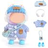 FIDWALL Vestiti per bambole per Labubu, set da 5 pezzi per bambole da 17cm, abbigliamento all'uncinetto fatto a mano, include fascia lavorata a maglia(bambola non inclusa) (Blu nebbia)