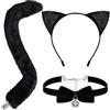 YUYWWAN Accessori Costume Gatto Carnevale, Nero Gatto Cosplay Costumi Set, Carino Elegante Catwoman Accessori per Bambini Adulti Carnevale Giochi di Ruolo Accessori (Nero-C)