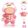 FIDWALL Vestiti per bambole per Labubu, set da 5 pezzi per bambole da 17cm, abbigliamento all'uncinetto fatto a mano, include fascia lavorata a maglia(bambola non inclusa) (Rosa pesca)