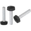 QUARKZMAN 20pz M6 x 34mm Maschio Filettatura Manopole Zigrinate Vite Pollice Serraggio Manopole Impugnatura Plastica Maniglia Mano Manopole con Perno Filettato Nero