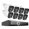 SANNCE 3K Kit Telecamere Videosorveglianza Esterno PoE, 6MP NVR 8 Canali senza HDD, 8 Telecamere IP PoE da 5MP con Visione Notturna Infrarossa 30m, Rilevamento Persone/Veicoli, Registrazione 24/7