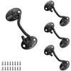 CHSEROK 4 Pezzi 75mm Gancio Chiusura Porta, Set di Porta, Chiavistello con Gancio di Bloccaggio e Occhielli con Viti per Bloccare Finestre, Gancio A Serratura Porte in Legno Garage (Nero)