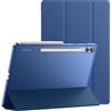 JETech Custodia per Samsung Galaxy Tab S9 FE+ / S9 FE Plus 12,4 Pollici, Sottile Traslucida Retro Trifold Folio Supporto Protettiva Tablet Cover, Supporta S Pen di Ricarica (Navy)