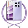 ANFAIRLACE Cover Cordino Compatibile con Xiaomi Redmi Note 14 Pro 4G, Custodia Laccio Trasparente Silicone Morbido Regolabile Antiurto Rinforza Angoli Chiaro Case, Viola