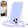 Jrkvniv Cover per iPhone 15 Pro Max con Cordino, Morbido TPU Silicone Case con Laccio Tracolla, Regolabile e Rimovibile, Antiurto AntiGraffio Case per iPhone 15 Pro Max, Viola