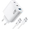 XUI USB C Ladegerät 65W 3-Port,USB-C Netzteil Adapter Stecker,PPS 60W Schnellladegerät PD Ladestecker, kompatibel mit iPhone 16/15 iPad,Samsung S25/S24/S23 Ultra,Google Pixel 9/8,MacBook Pro/Air,HP,Dell..