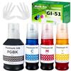 FANSHENG GI51 Inchiostro Compatibile con Canon GI-51 Flaconi di Inchiostro per Pixma G1520 G1560 G2520 G2560 G3520 G3560 G1530 G2570 G4570 G3570 Series (4 Colore Nero/Ciano/Magenta/Giallo)