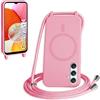 FMPCUON FNPCUON Cover Magnetica Silicone per Samsung Galaxy A14 4G/5G con Cordino,Compatibile con MagSafe,Custodia con Laccio Collana Tracolla Collo Sottile TPU Antiurto Protettiva Case con Corda.Pink