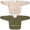 MIMUSELINA | Set di 2 Bavaglini Neonato Impermeabili | Bavaglino con Maniche Lunghe | Chiusura Regolabile e Polsini Elastici | Bavaglino Svezzamento | Ideali per Asilo Nido (Verde)