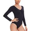 flexdans Body da Danza Classica Body da Donna a Maniche Lunghe di Base Tuta da Danza Classica per Adulti 9419 Black S