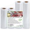 KitchenBoss Sacchetti Sottovuoto per Alimenti：Rotolo Sottovuoto Alimenti senza BPA, Sacchetto per Cottura Sottovuoto Goffrato, 4 Rotoli 20/28/500cm Buste Sottovuoto Alimenti per Macchine Sottovuoto