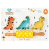 MIJOMA Set da forno 4 pezzi con mattarello e formine per biscotti - Set di accessori da forno per bambini in silicone e acciaio inox - Mini mattarello e formine per biscotti (Dino (giallo)
