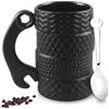 WIYETY Tazza per pneumatici grande in ceramica, 500 ml, in ceramica creativa con cucchiaio, tazza 3D, tazza da caffè, tazza regalo per casa, ufficio, auto, regalo - nero