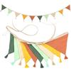 Zouwel Bandierine per Cameretta dei Bambini, in tessuto di mussola di Cotone, Ghirlanda per la Cameretta dei Bambini, Decorazione da parete, Decorazione per la Cameretta dei Bambini (Tassel green)
