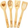 Geiserailie Set di 4 Utensili da Cucina in Legno, Cucchiaio e Spatola in Legno per Donne e Uomini, Divertente Regalo per Inaugurazione della Casa, Natale e Compleanno (Glück)