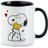 ONOMATO! Snoopy e Woodstock - Tazza in ceramica da 330 ml, tazza da caffè con illustrazione Peanuts, regalo Peanuts per donne, uomini e bambini per Natale
