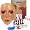 Penubuy Trucco Manichini Viso Kit, Trucco Completo Silicone Pratica per Makeup Artist Essentials, Trucco Pratica Manichino Viso con Set Pennello(Frumento,7,2'' x 5,2'')