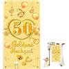 LEOINAER 50 Anni di Matrimonio Striscione per Nozze d'Oro Decorazioni, 180x90 cm, Materiale Resistente, con Design Elegante, Facile da Installare, per Interno ed Esterno