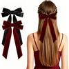IGXX fermagli con fiocco in velluto, set da 2 barrette a nastro con clip francese a molla in metallo, accessori capelli per donne e ragazze, nero e rosso