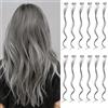 Pwsap 12 Pezzi Extension Capelli Ricci Con Clip, Grigio Colored Hair Extensions, Capelli Extension Party Highlights Sintetica in Parrucchino Lungo per Donne Ragazze Regalo, Curved