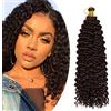 SEGO Aggiunta Estensione Capelli Tessitura Brasiliana Riccio Onda Meche per Trecce Sintetiche Fibra Box Uncinetto Braids - 1 Stivale 14 pollice 100g Gatain Scuro